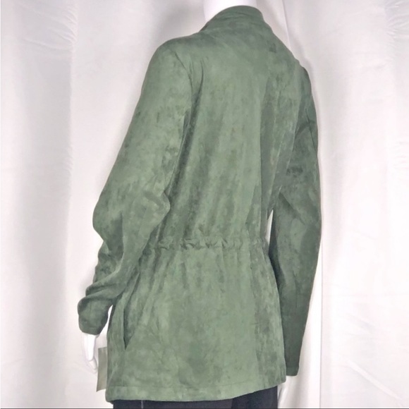 Blank NYC Sage Vegan Suedes Waterfall Lapel Drawstring Front Closure Jacket SzS - Picture 5 of 16